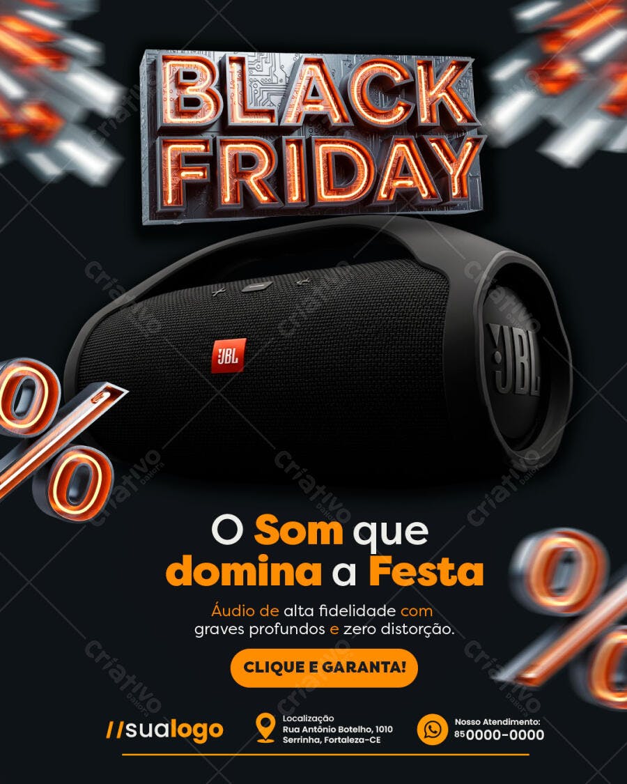 Flyer Black Friday Som Potente JBL PSD Editável
