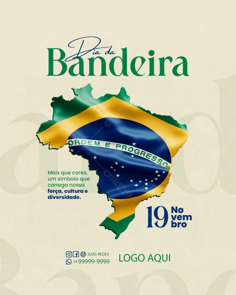 Flyer Dia da Bandeira do Brasil PSD Editável