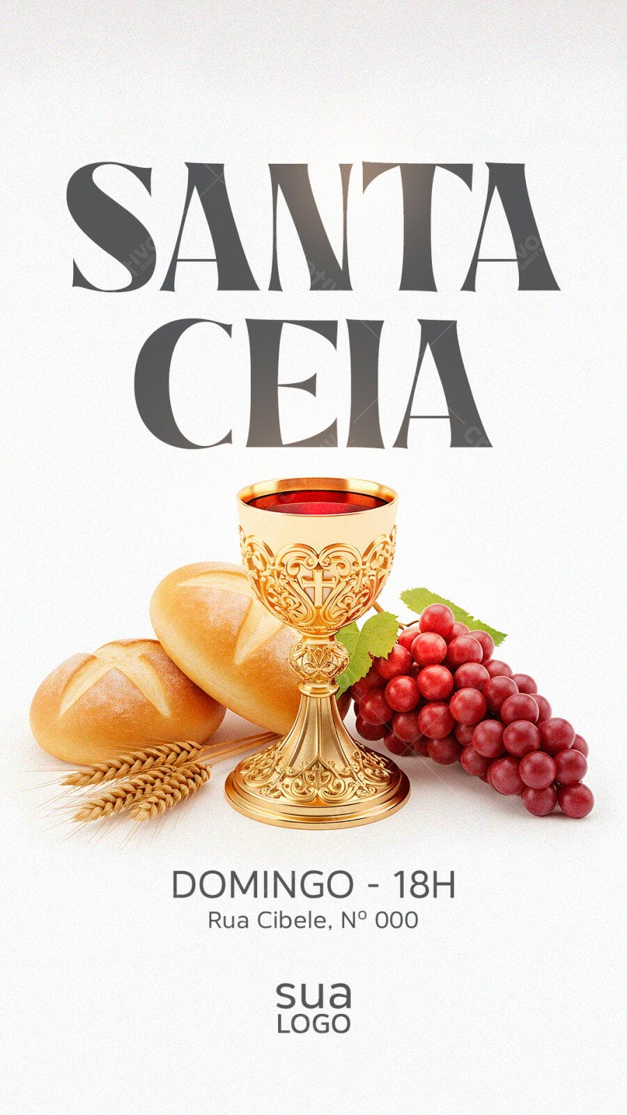 Flyer Santa Ceia para Culto de Comunhão PSD Editável