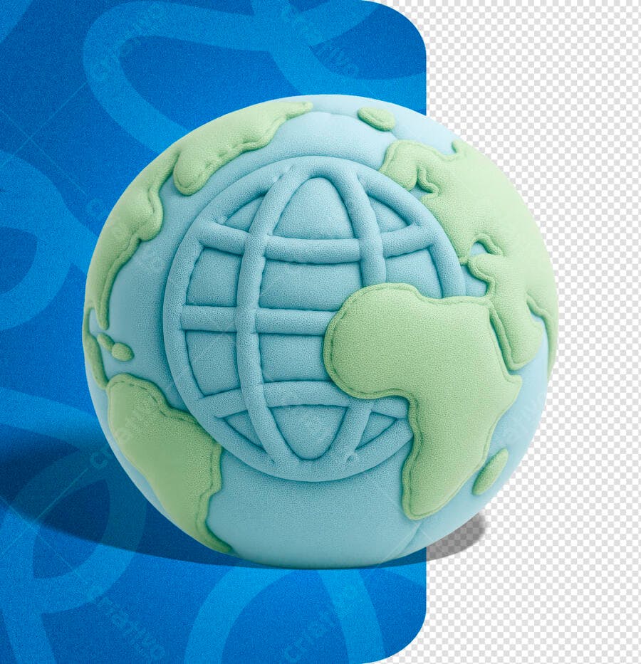 Elemento 3D Globo para Sustentabilidade e Mundo PSD Editável