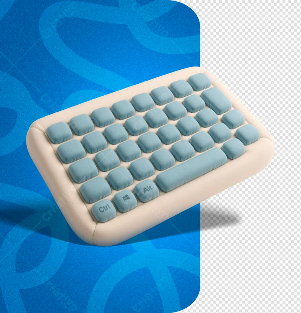 Editable PSD 3D Render Keyboard with Blue Keys for Content Creation ...