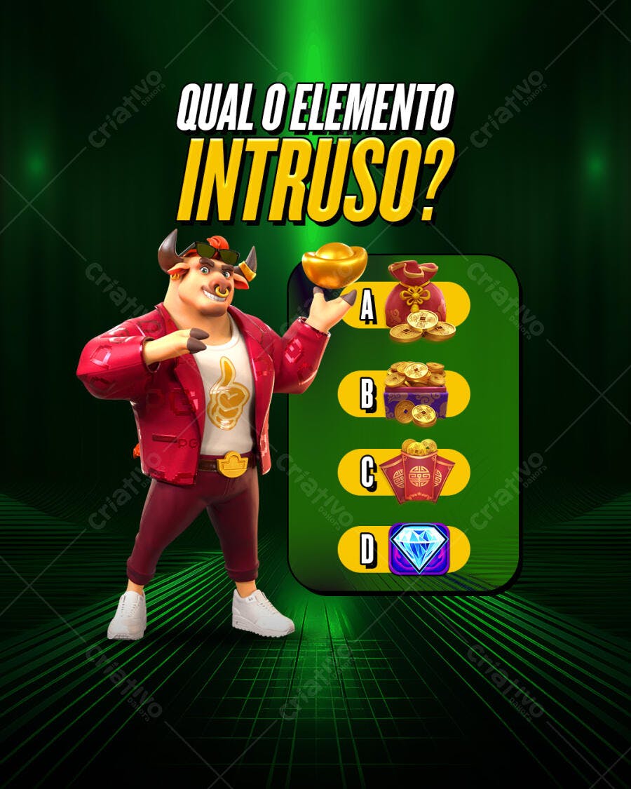 Post de Quiz para Qual o Elemento Intruso Fortuna Oriental PSD Editável