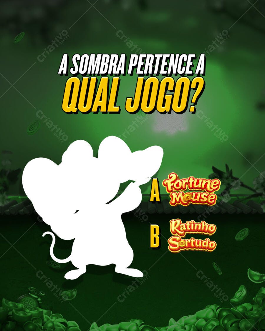 Flyer Enquete QUAL JOGO Fortune Mouse PSD Editável
