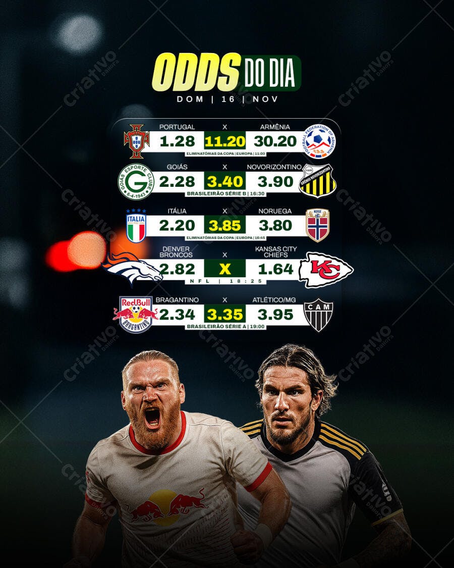Flyer Odds do Dia Apostas Esportivas Futebol e NFL PSD Editável