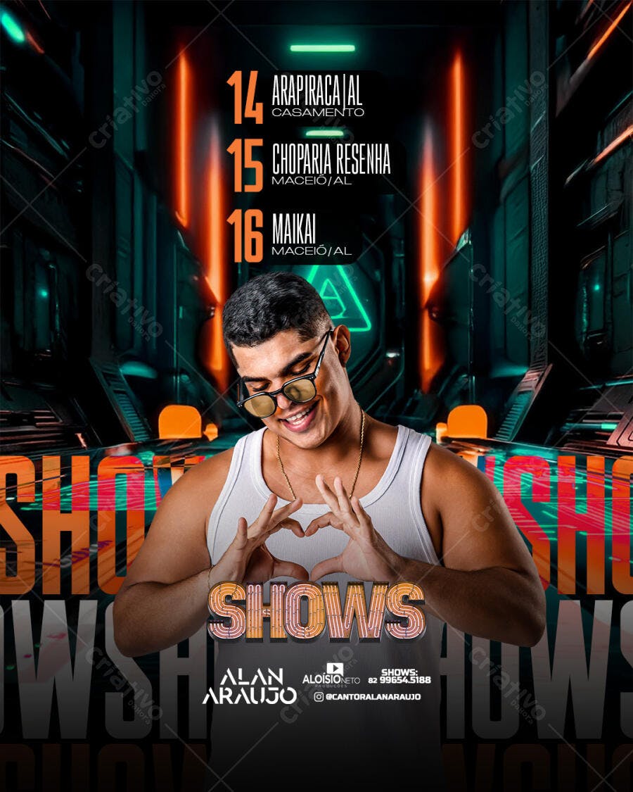 Flyer Balada Show Alan Araujo e Aloisio Neto PSD Editável