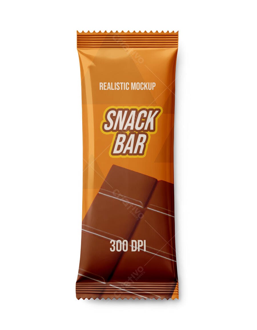 Mockup Realista de Embalagem para Barra de Cereal Laranja Isolada