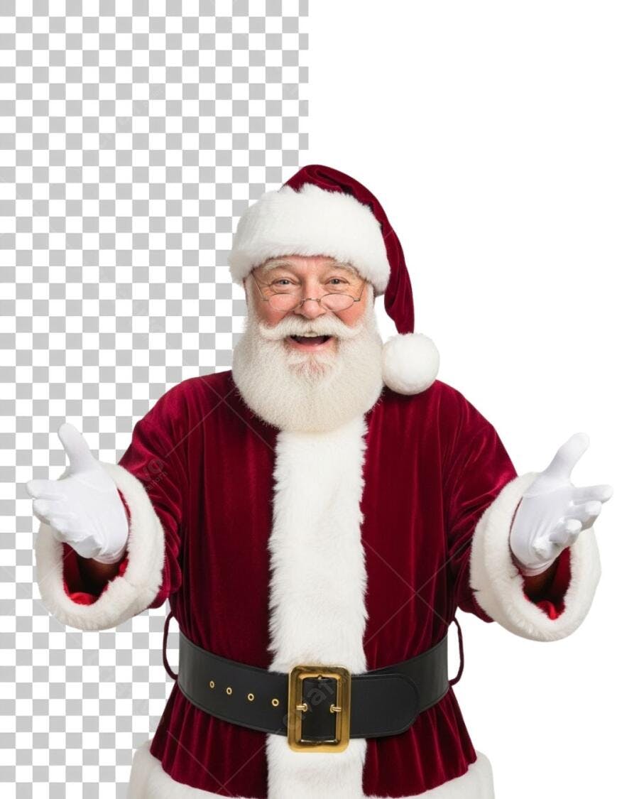 Personagem Papai Noel alegre Natal braços abertos PNG com fundo transparente
