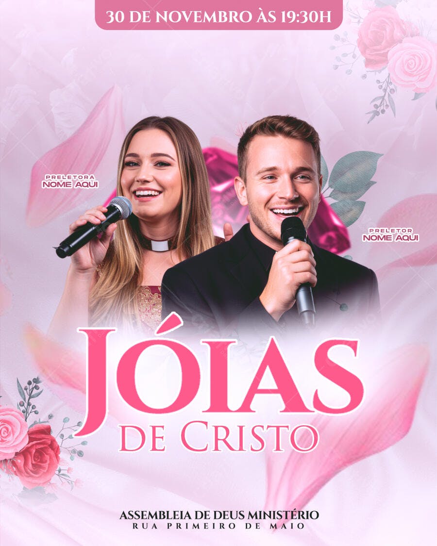 Flyer para Evento Cristão Jóias de Cristo PSD Editável