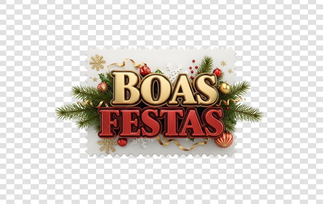 Selo Festivo Natal Boas Festas Dourado Vermelho PNG com fundo transparente