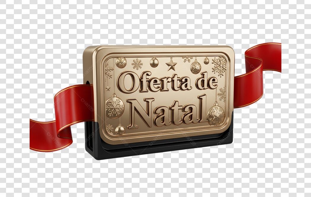 Selo 3D Promocional Dourado Oferta de Natal PNG com fundo transparente