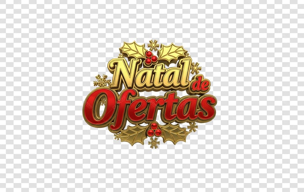 Selo Natal de Ofertas Dourado Vermelho 3D Festivo PNG com fundo transparente