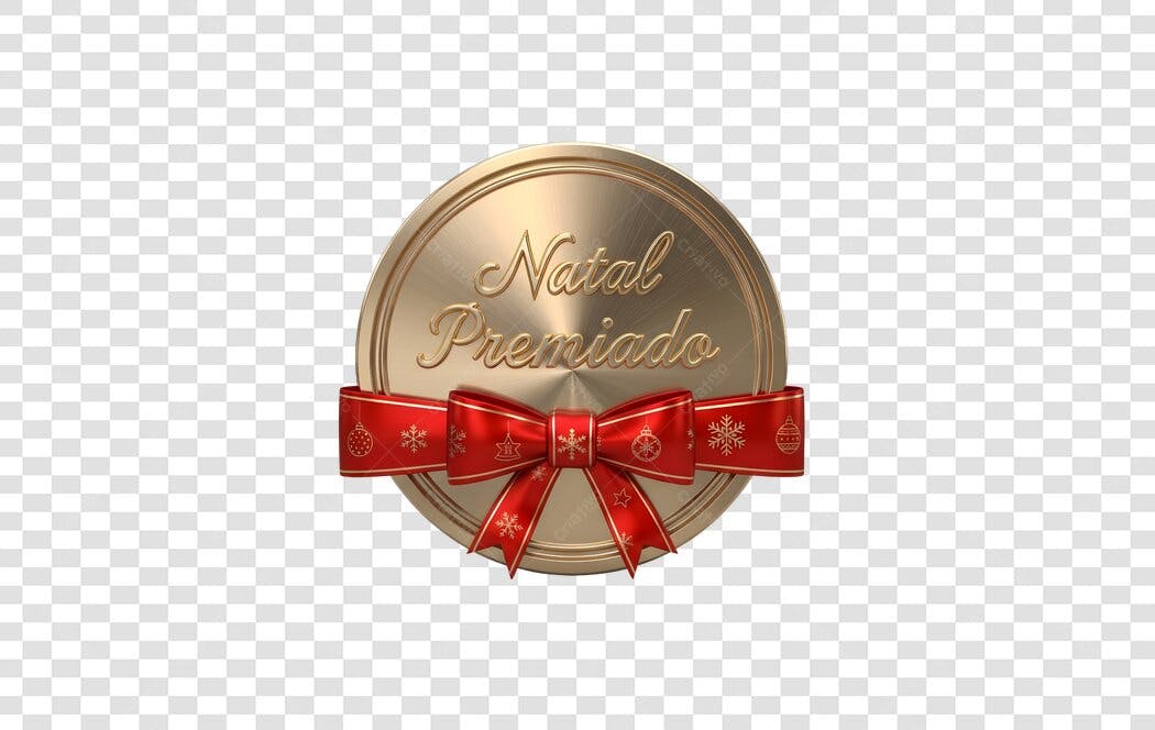 Selo Natal Premiado dourado e vermelho festivo PNG com fundo transparente