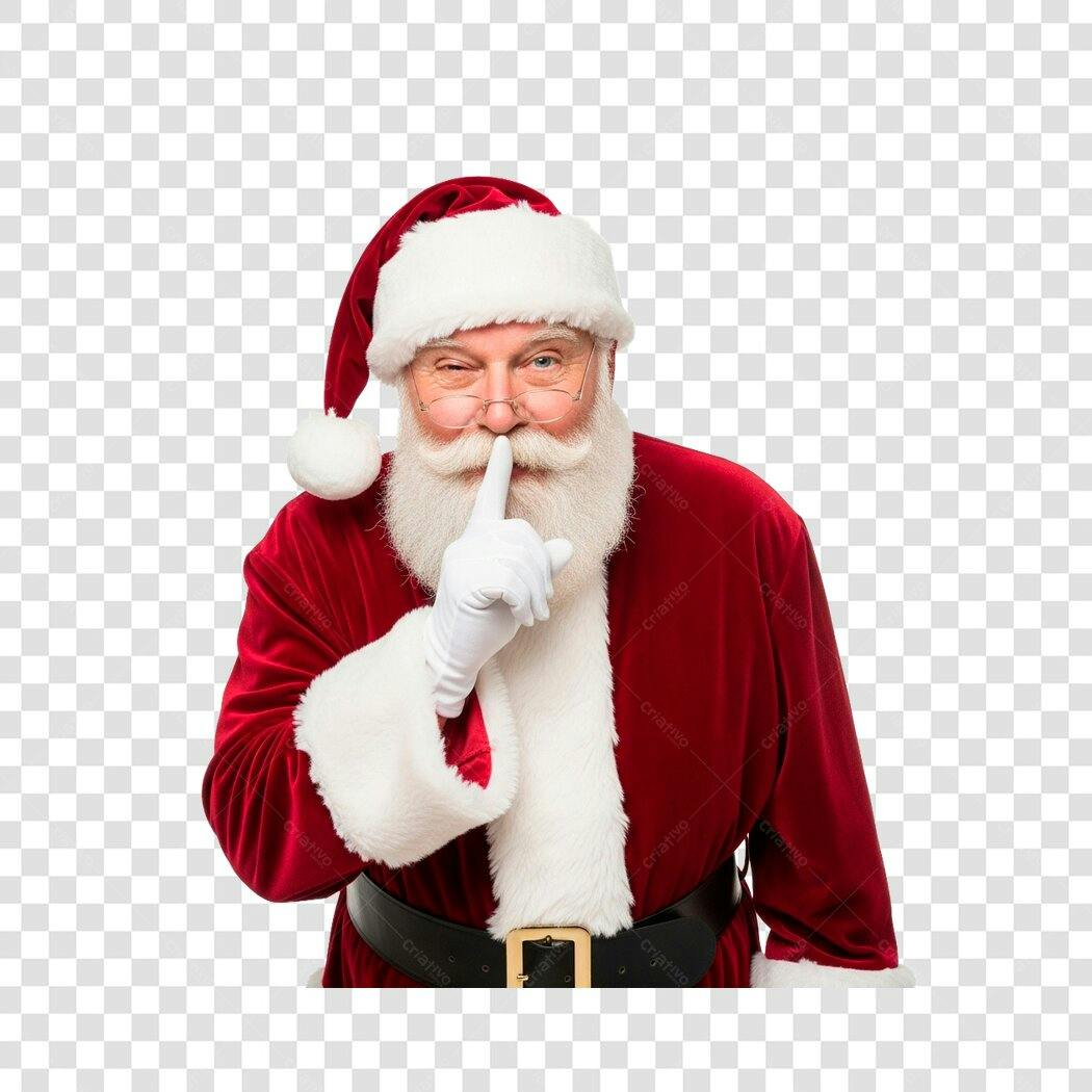 Imagem para Natal Papai Noel piscando fazendo shhh PNG com fundo transparente