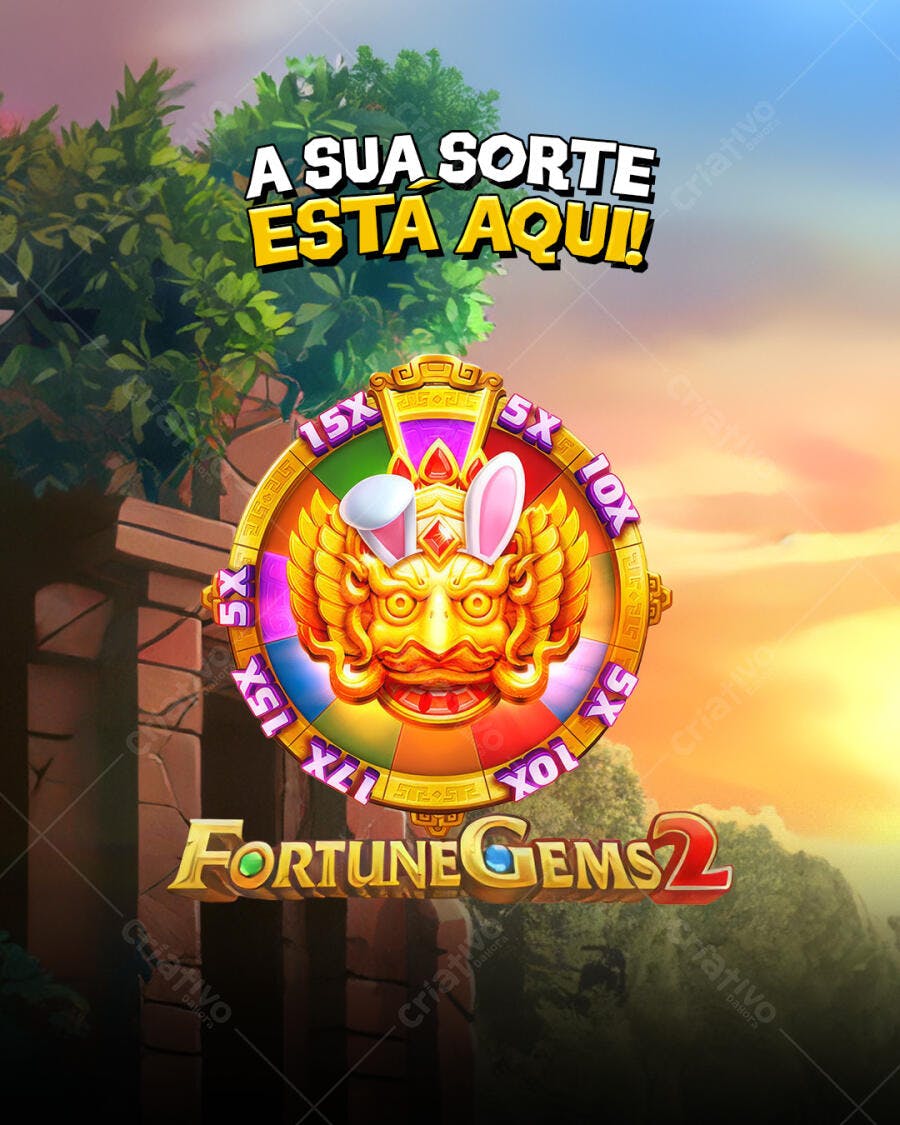 Flyer Game A Sua Sorte Está Aqui Fortune Gems 2 PSD Editável