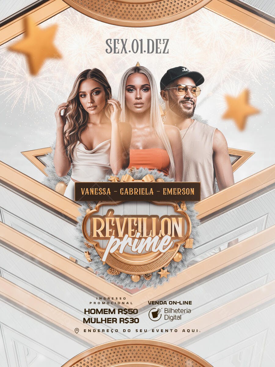 Flyer Social Media Réveillon Prime PSD Editável