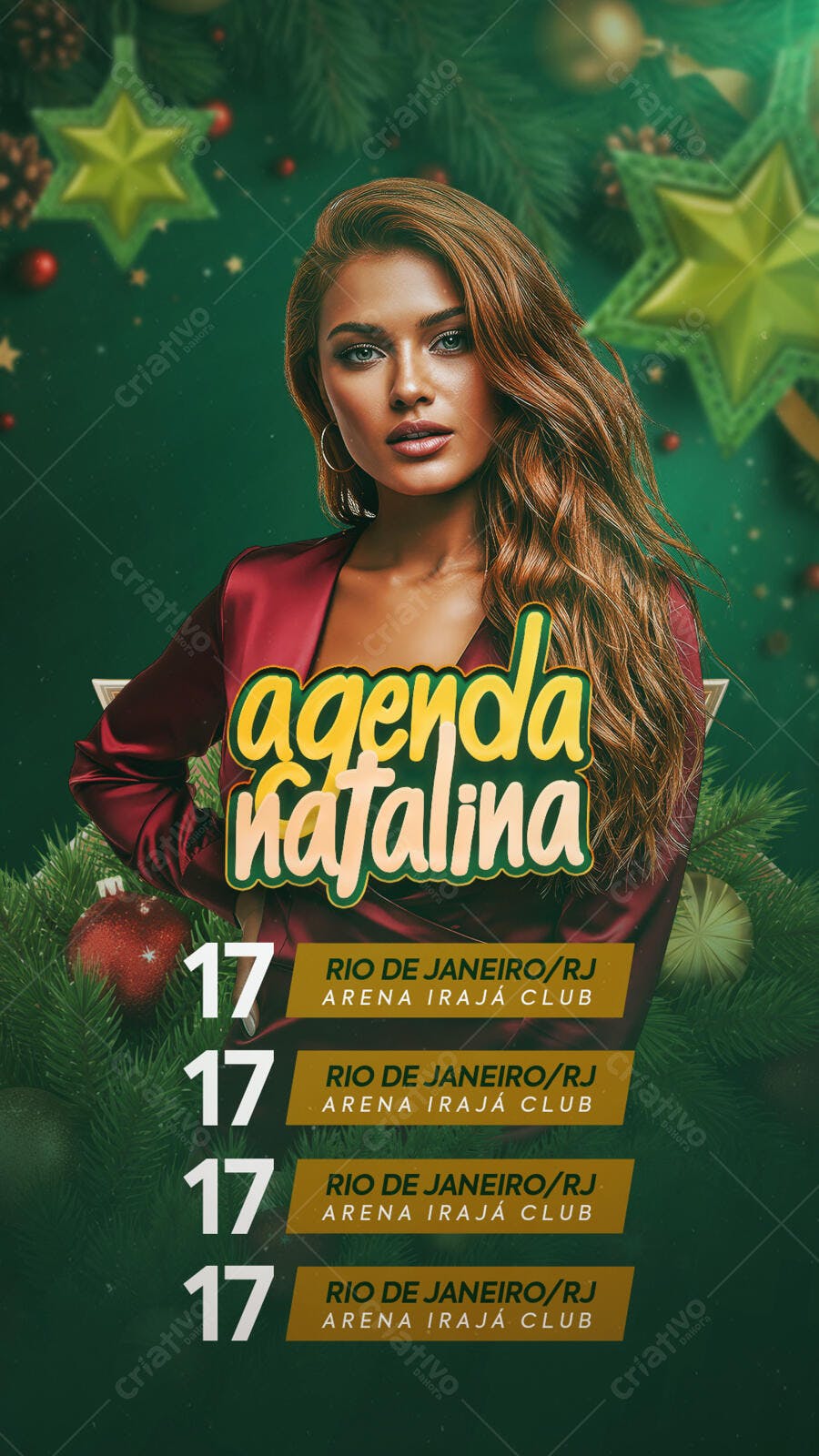Flyer Agenda Natalina para Eventos de Fim de Ano PSD Editável