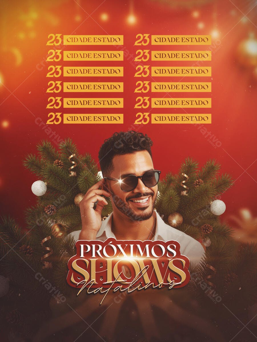 Flyer para Próximos Shows Natalinos com Músico PSD Editável