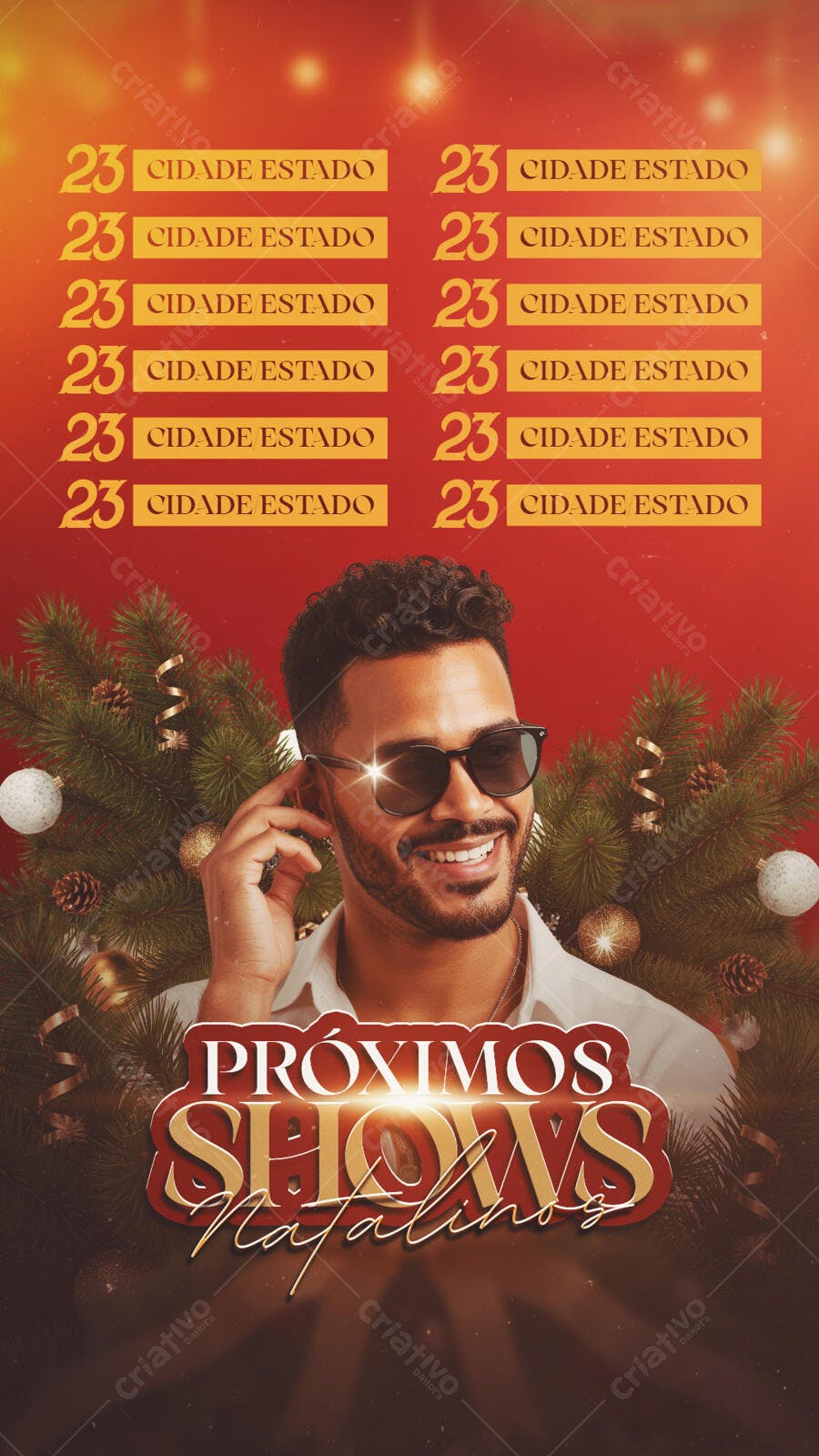 Post para Redes Sociais Shows Natalinos com Cantor PSD Editável