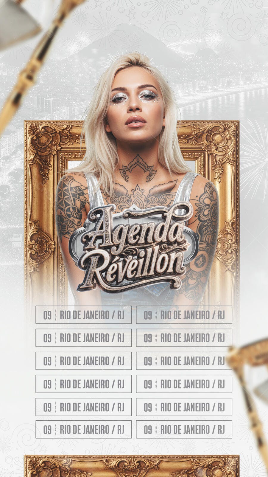 Flyer Agenda Réveillon Rio de Janeiro PSD Editável