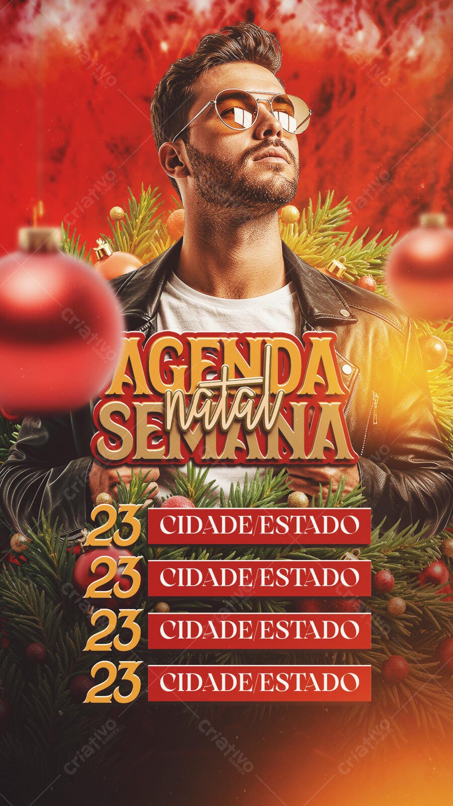 Flyer Agenda Semanal Natal com Homem Elegante PSD Editável