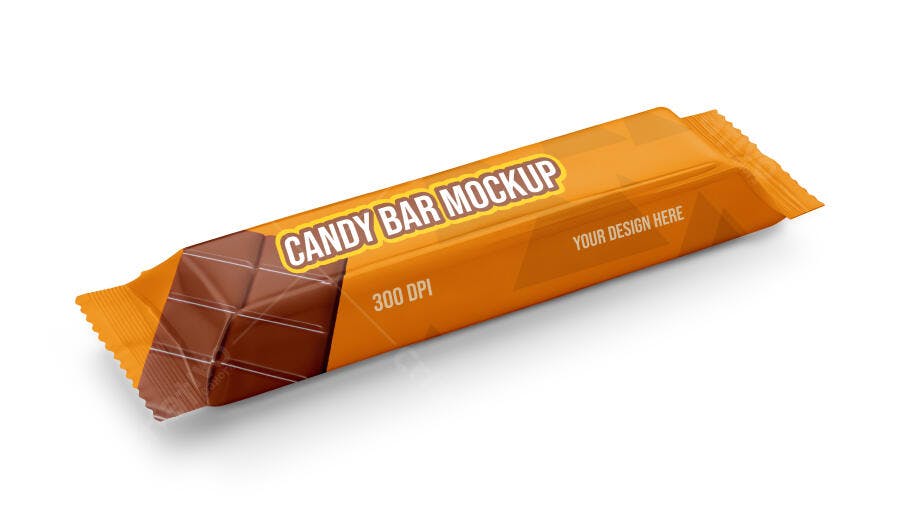 Mockup Realista Embalagem de Barra de Chocolate Laranja 3D Isolado