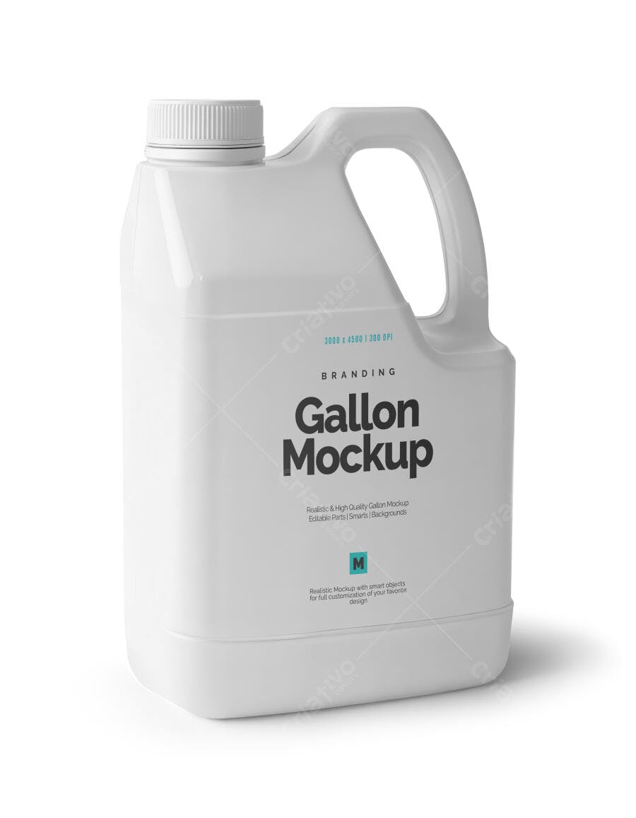 Mockup Realista de Galão Plástico Branco para Produtos de Limpeza ou Automotivos