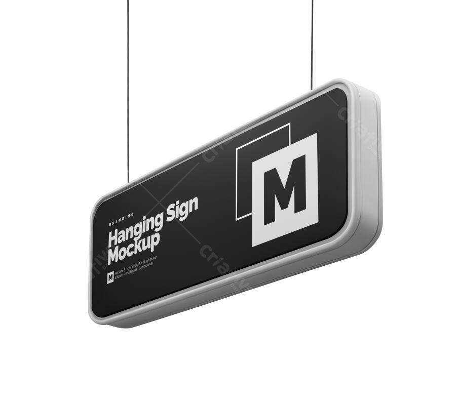 Mockup Letreiro Suspenso Moderno Preto e Branco para Branding de Loja