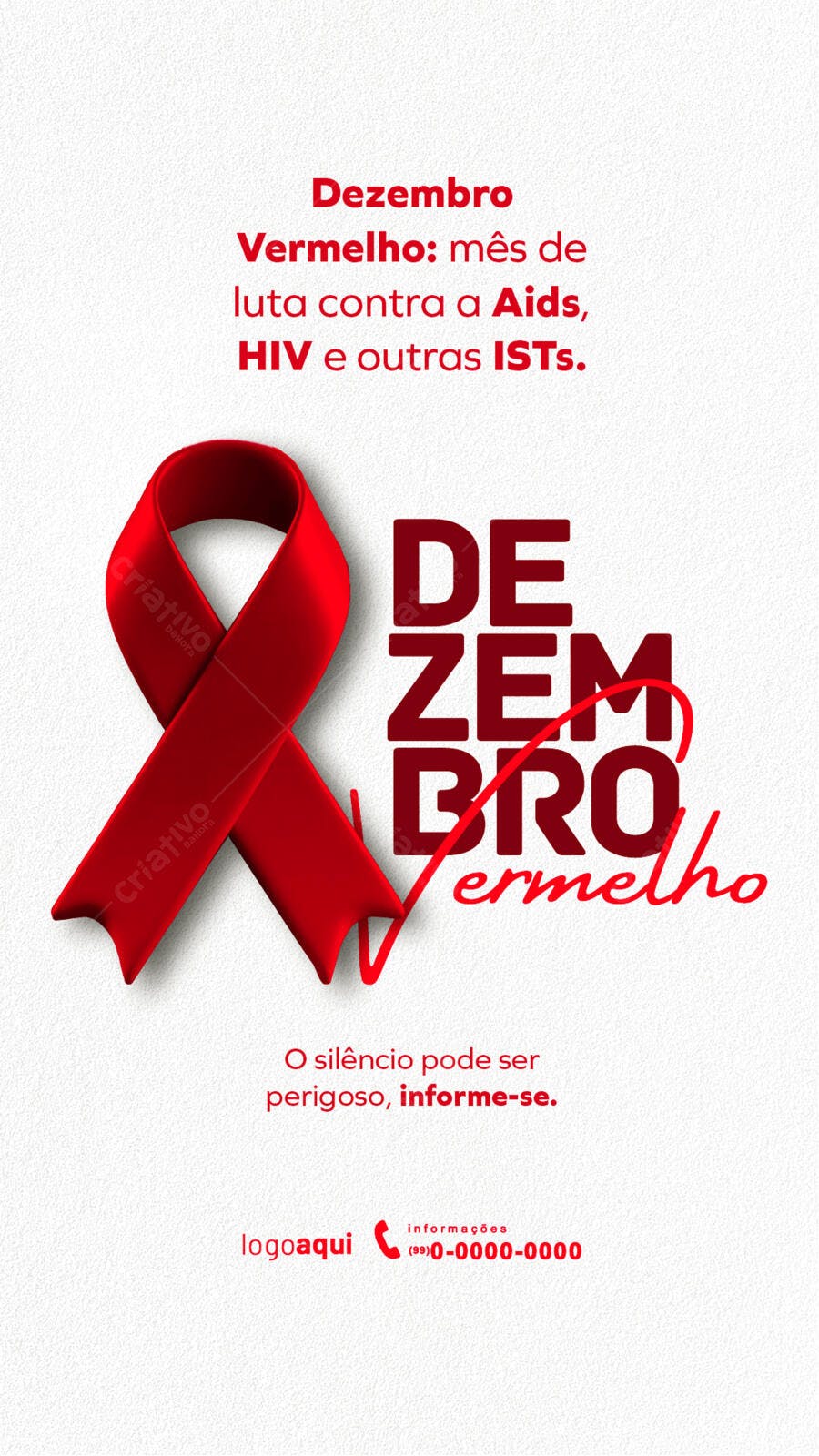 Flyer Dezembro Vermelho Conscientização HIV ISTs PSD Editável