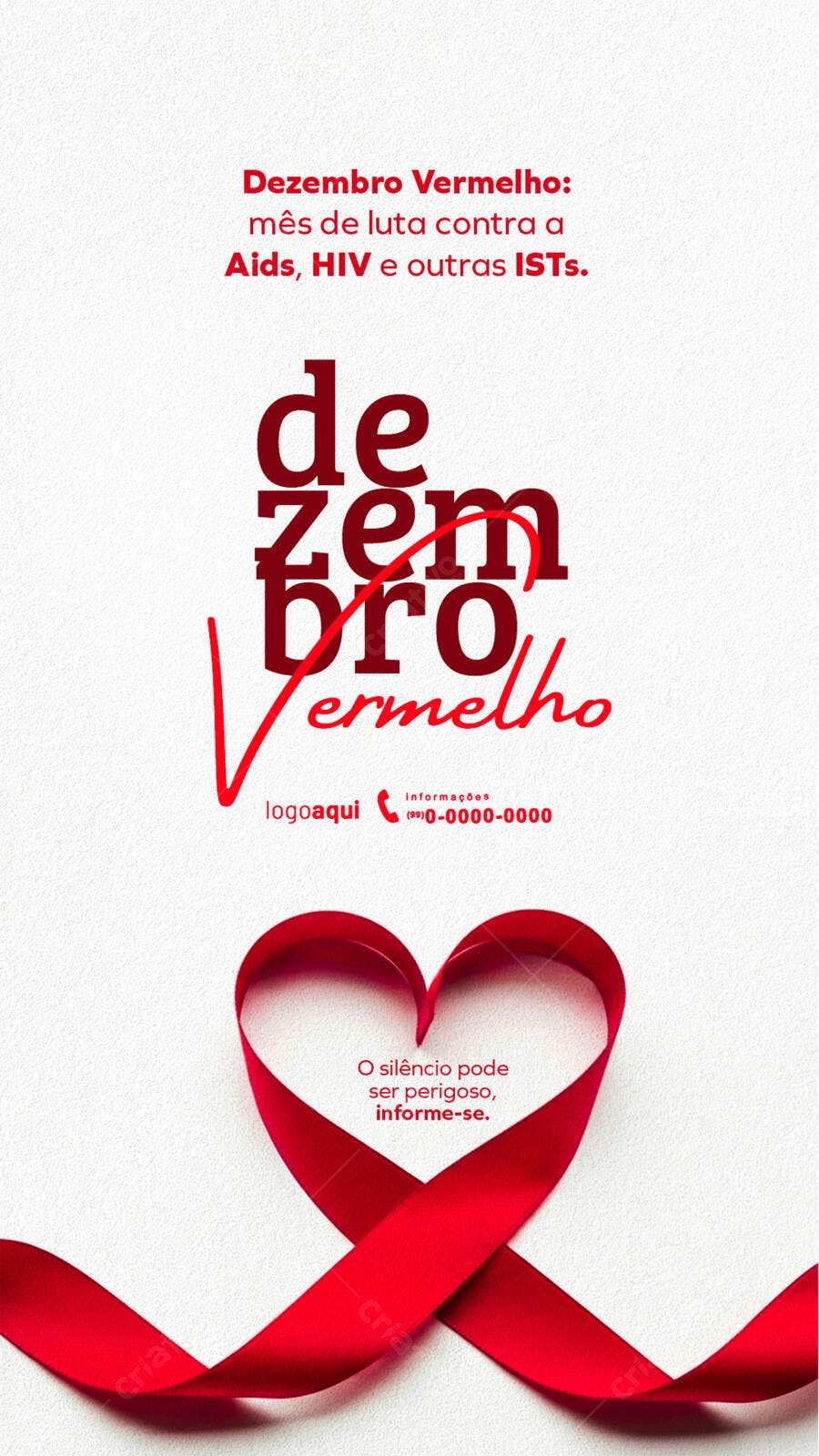 Flyer Dezembro Vermelho Luta contra Aids HIV ISTs PSD Editável