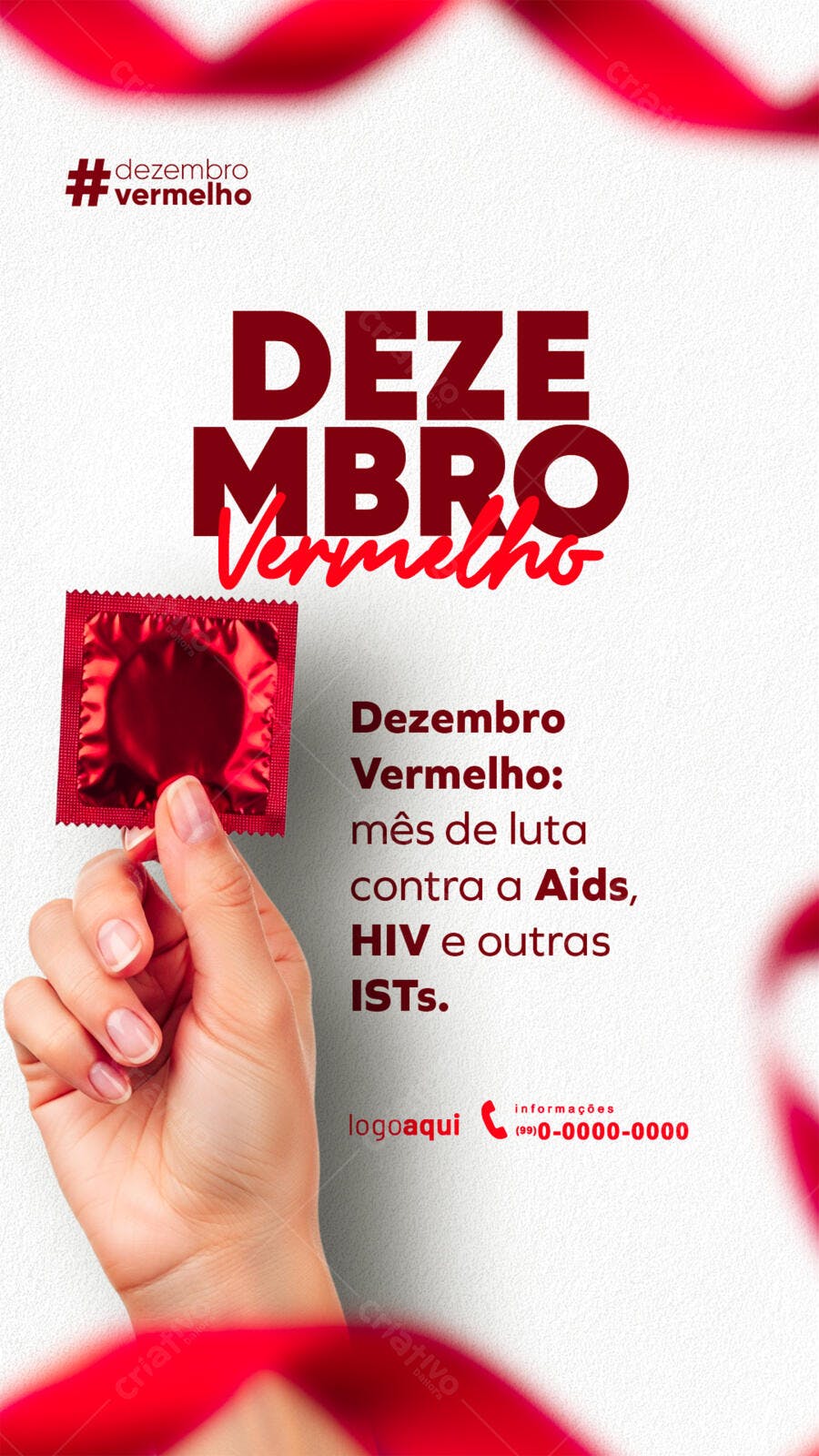 Post Redes Sociais Dezembro Vermelho Luta HIV Aids ISTs PSD Editável