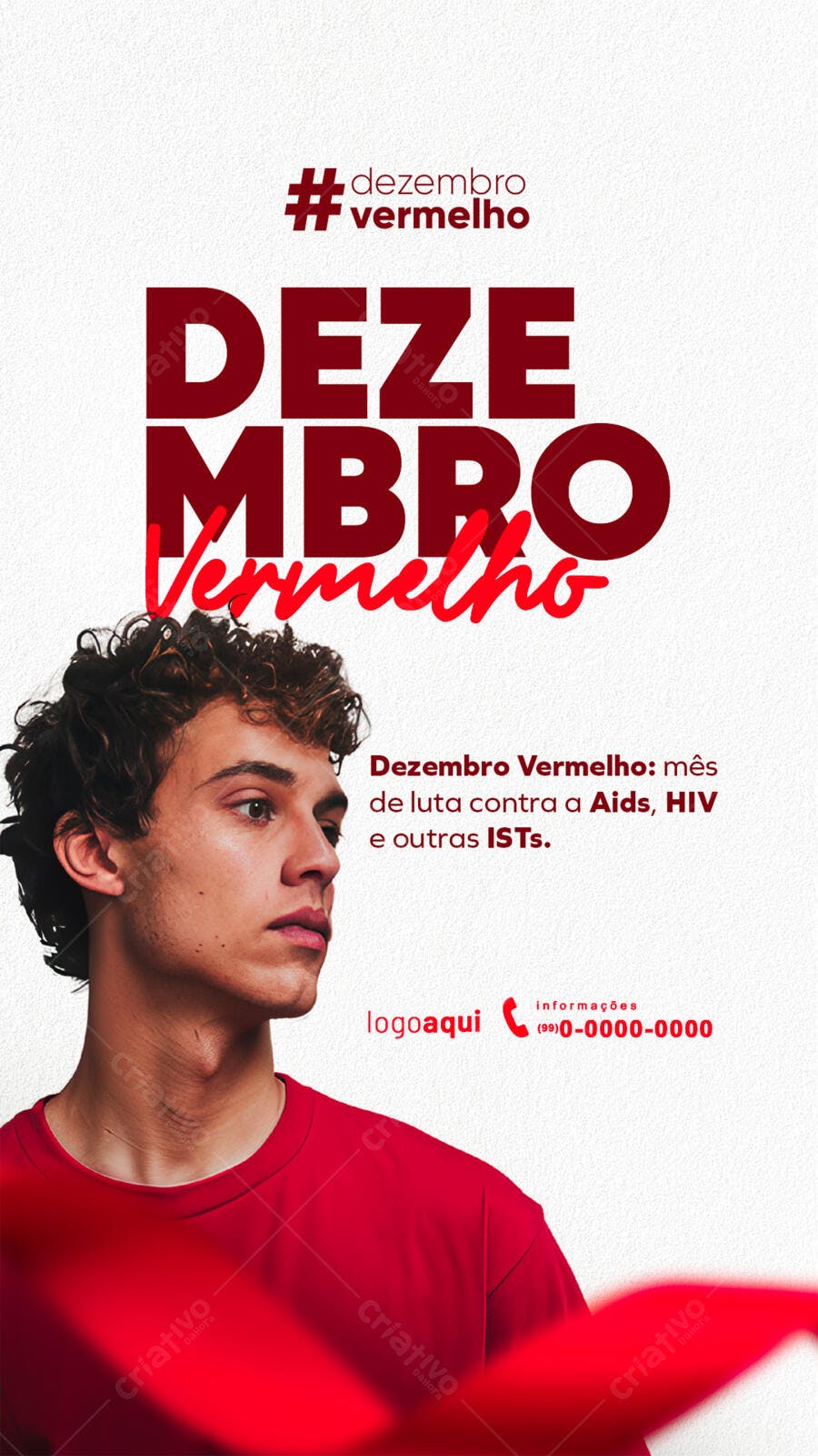 Post para Dezembro Vermelho Conscientização Aids PSD Editável