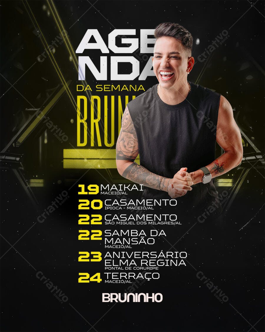 Flyer Agenda Musical Cantor Bruninho PSD Editável