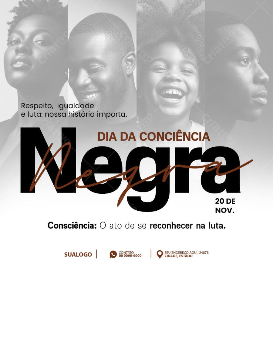 Flyer Dia da Consciência Negra 20 de Novembro PSD Editável