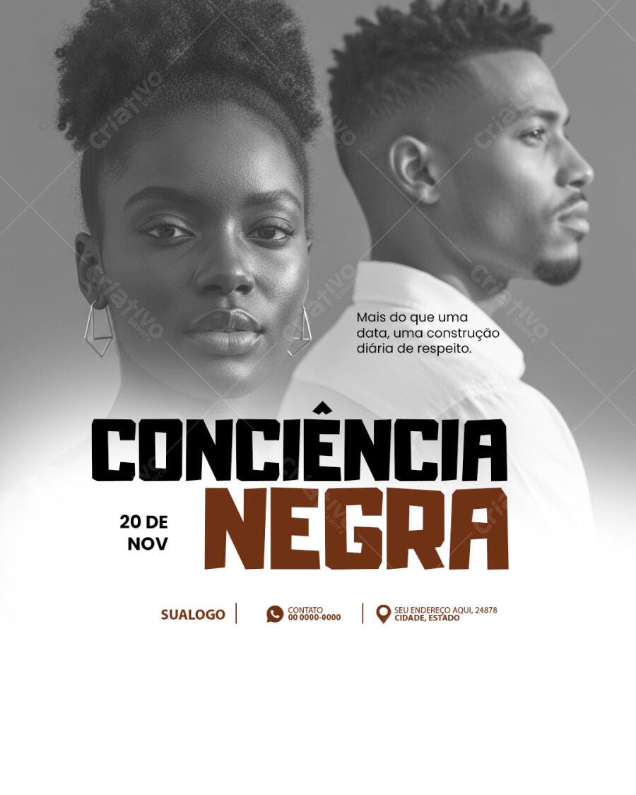 Flyer para Dia da Consciência Negra 20 de Novembro PSD Editável