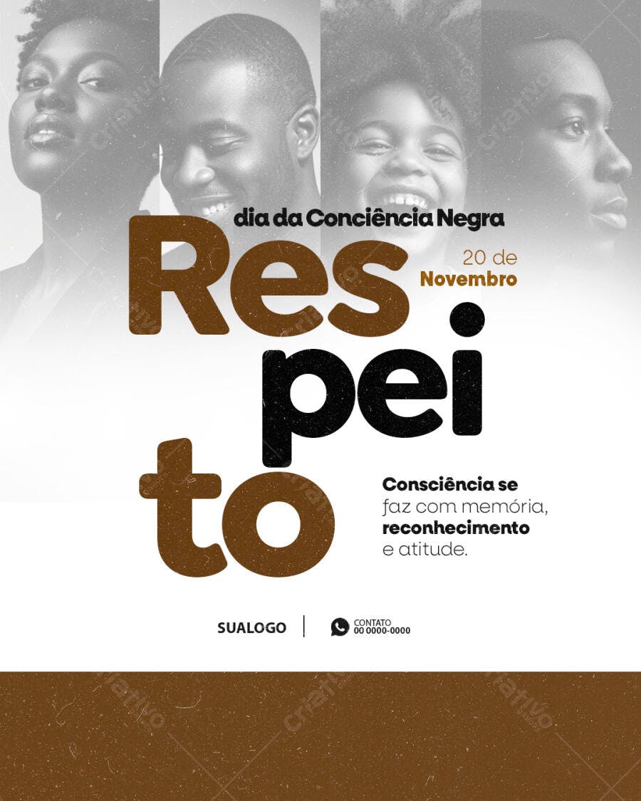 Flyer Dia da Consciência Negra 20 de Novembro PSD Editável