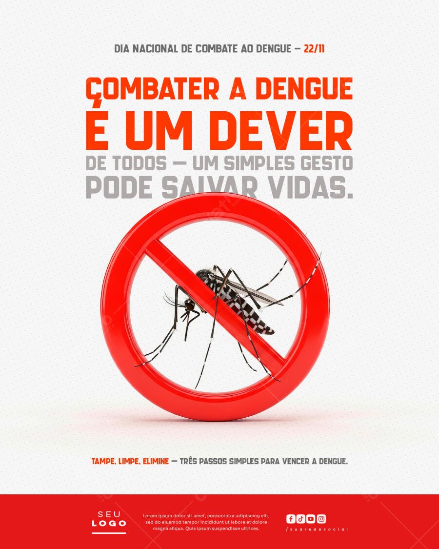 Flyer para Campanha Combate à Dengue Mosquito Proibido PSD Editável