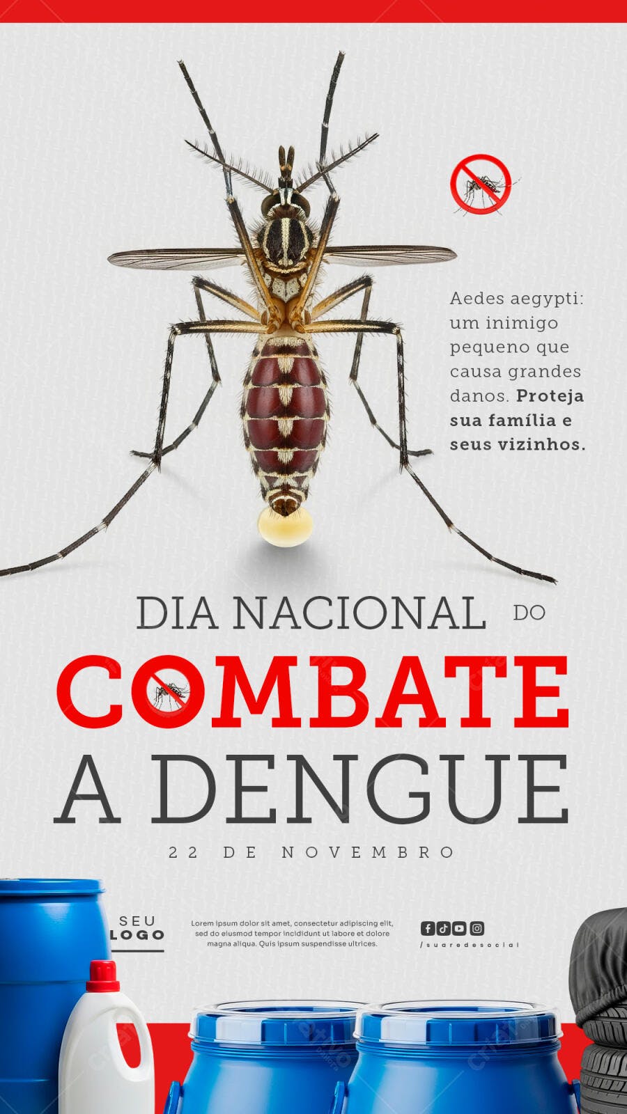 Flyer Dia Nacional do Combate à Dengue Aedes Aegypti PSD Editável