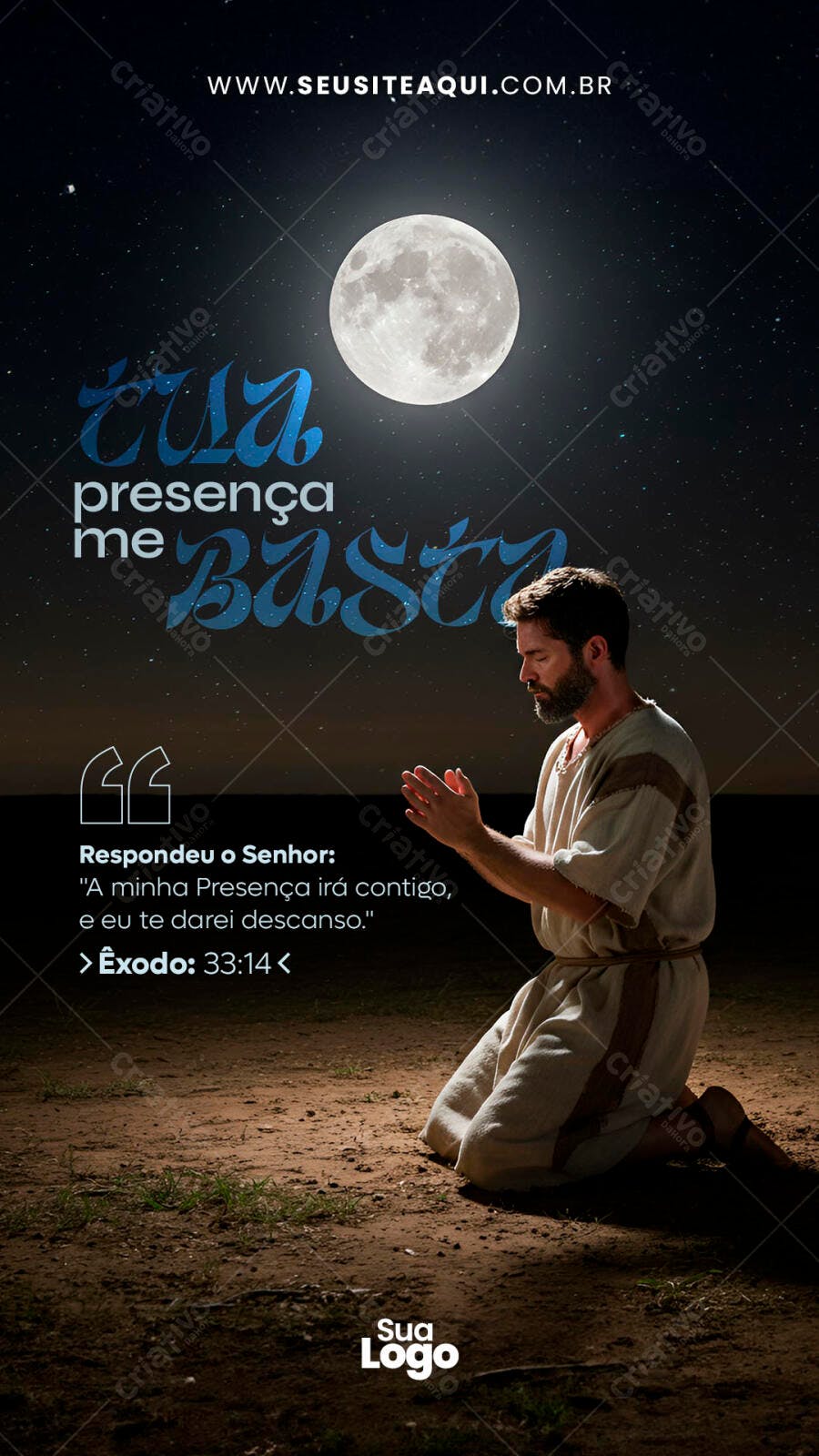 Post Instagram para Mensagem Cristã Sua Presença Me Basta PSD Editável