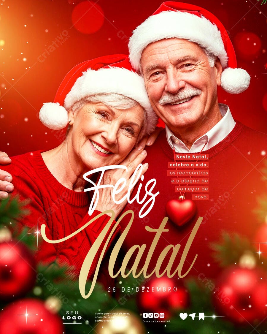 Flyer Feliz Natal com Casal Idoso PSD Editável