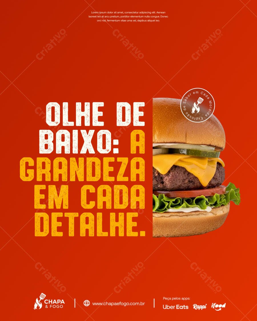 Flyer para Hamburgueria Gourmet Grandeza em Detalhes PSD Editável