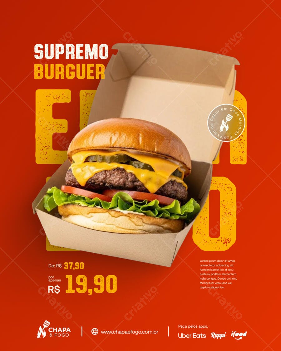 Flyer Promoção Supremo Burguer PSD Editável