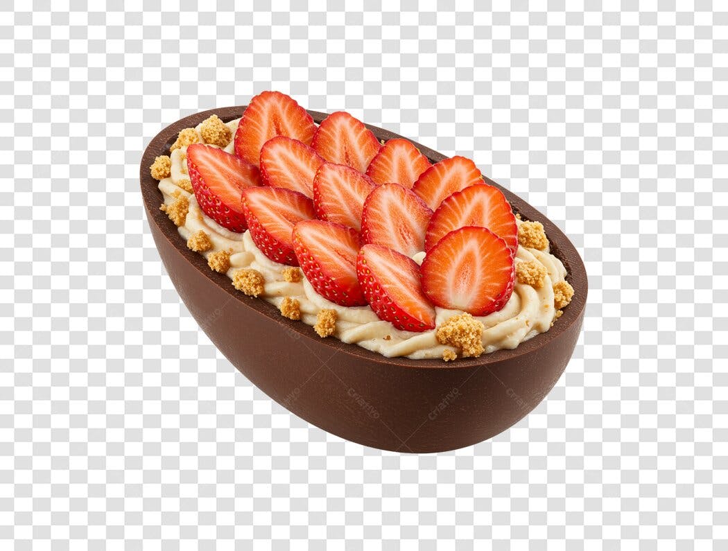 Ovo de Páscoa de Colher com Morangos e Creme PNG com fundo transparente