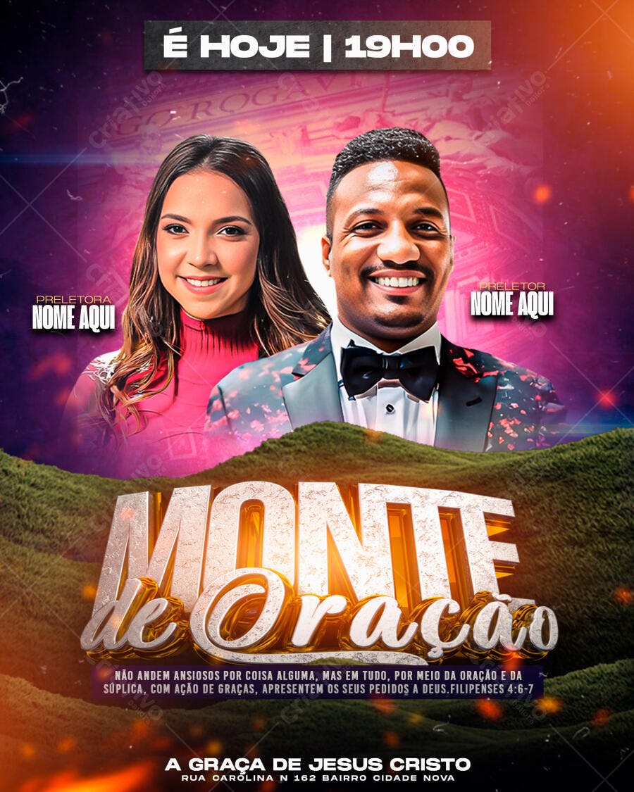 Flyer Evento Religioso Monte de Oração É HOJE 19h PSD Editável