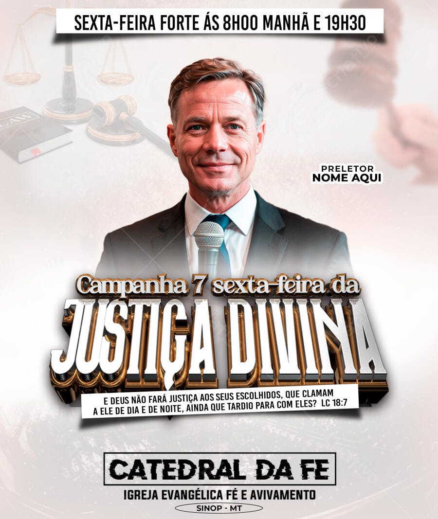 Flyer Religioso Campanha 7 Sexta-feira da Justiça Divina PSD Editável