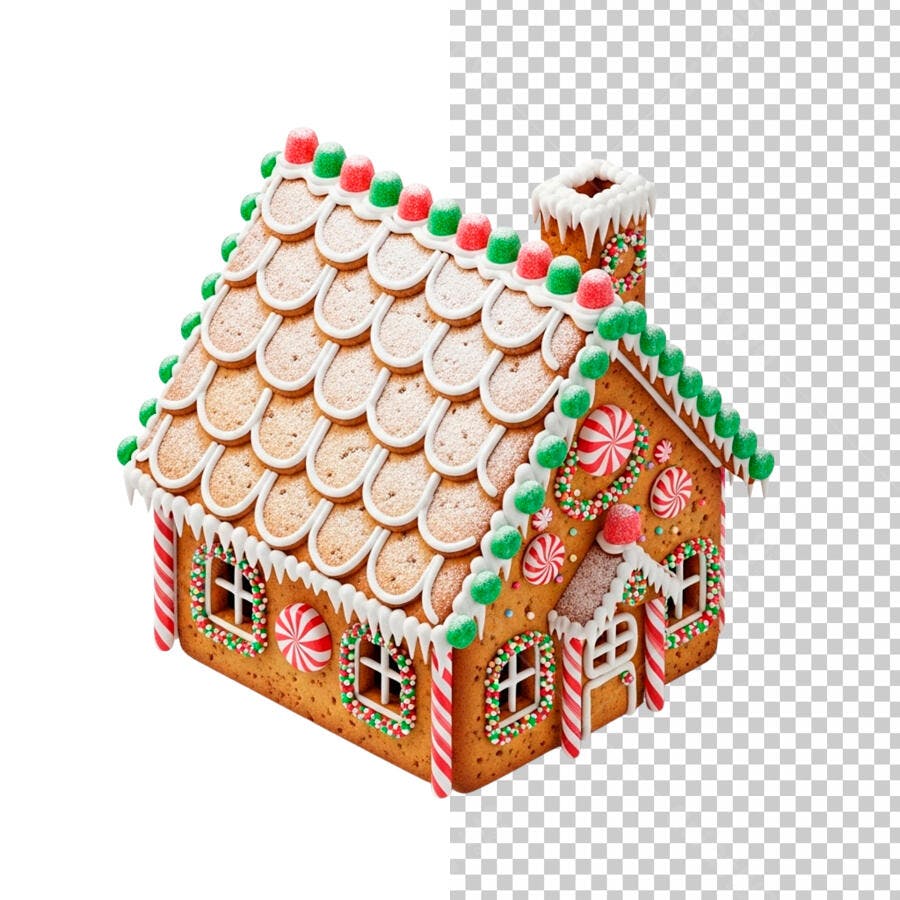 Ilustração Natalina Casa de Gengibre Festiva PNG com fundo transparente