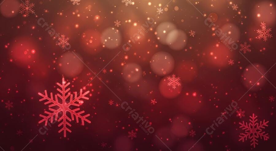 Textura Natalina Vermelha com Flocos e Bokeh para Fundo de Festa