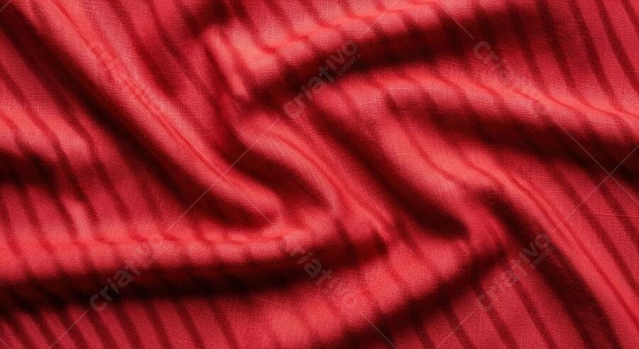 Textura tecido vermelho listrado com dobras para fundo digital