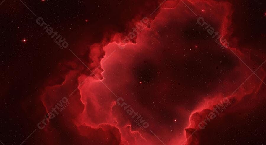 Textura nebulosa cósmica vermelha com estrelas para fundo