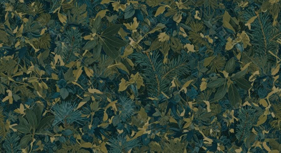 Textura botânica densa verde escura para fundo e design de interiores