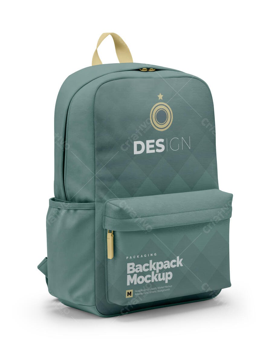 Mockup de Mochila Verde Azulada Moderna com Detalhes Amarelos para Branding